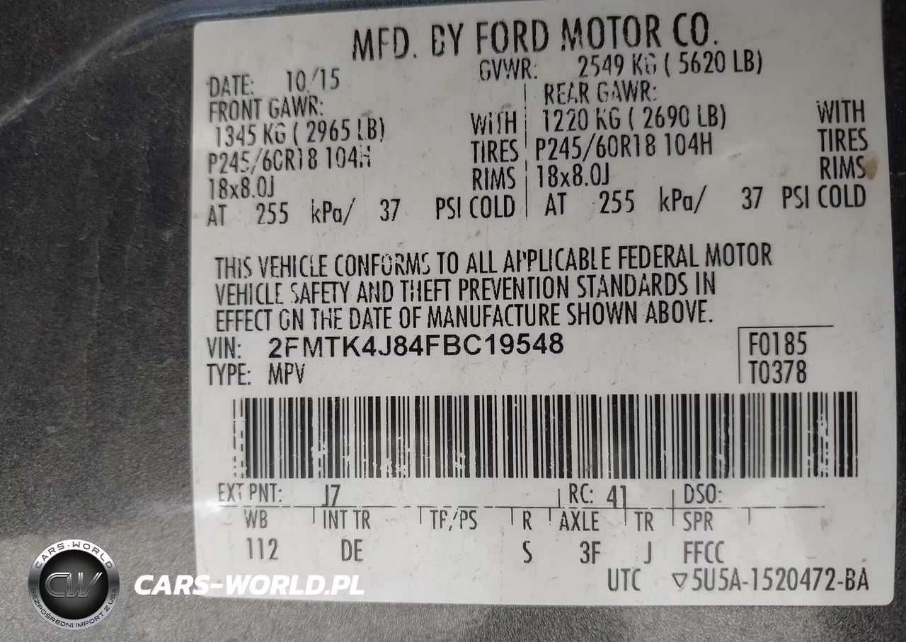 2015 Ford Edge Sel VIN:2FMTK4J84FBC19548 - 9