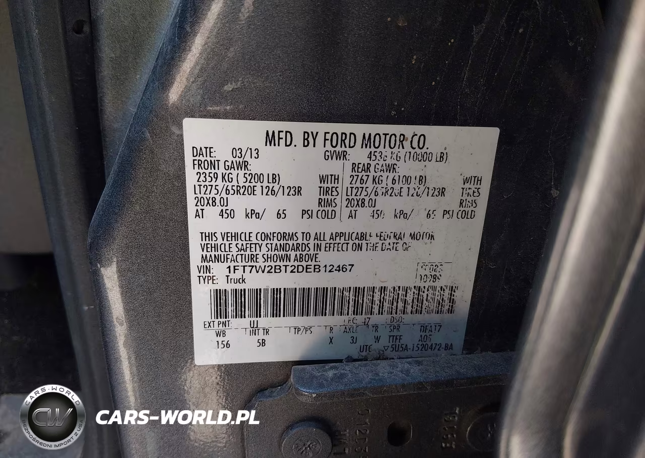 2013 Ford Super Duty F-250 Srw VIN:1FT7W2BT2DEB12467 - 9
