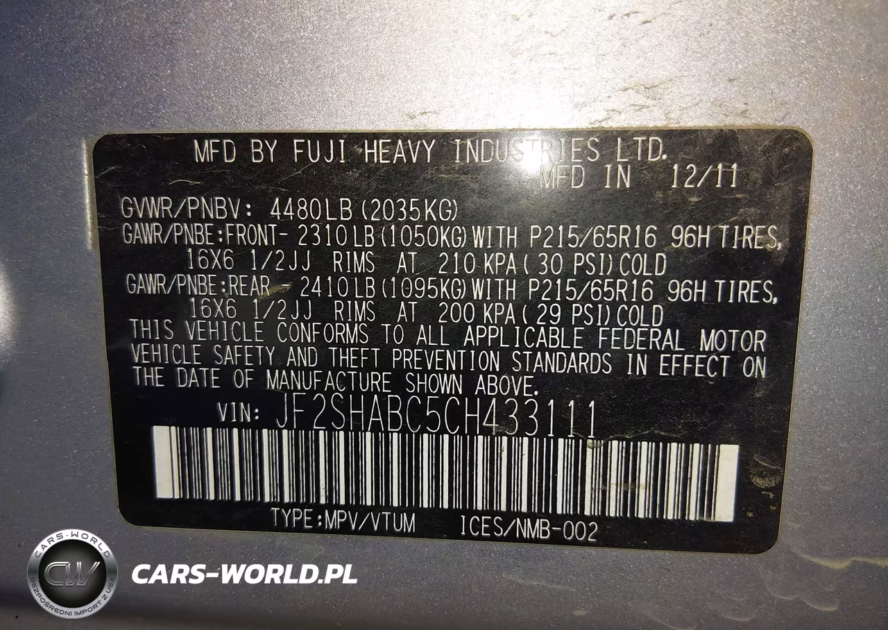 2012 Subaru Forester 2.5X VIN:JF2SHABC5CH433111 - 9