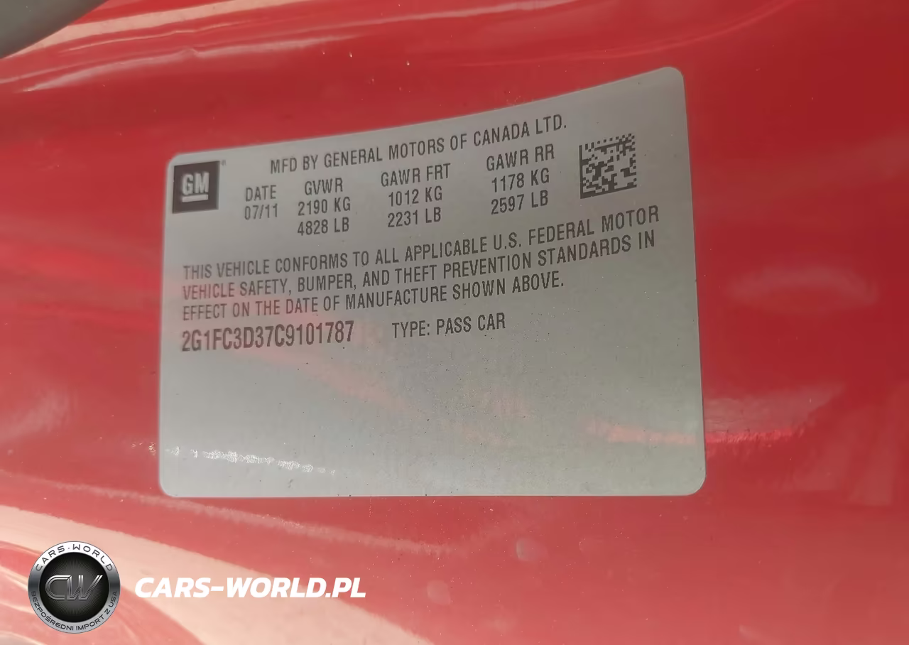 2012 Chevrolet Camaro 2Lt VIN:2G1FC3D37C9101787 - 9