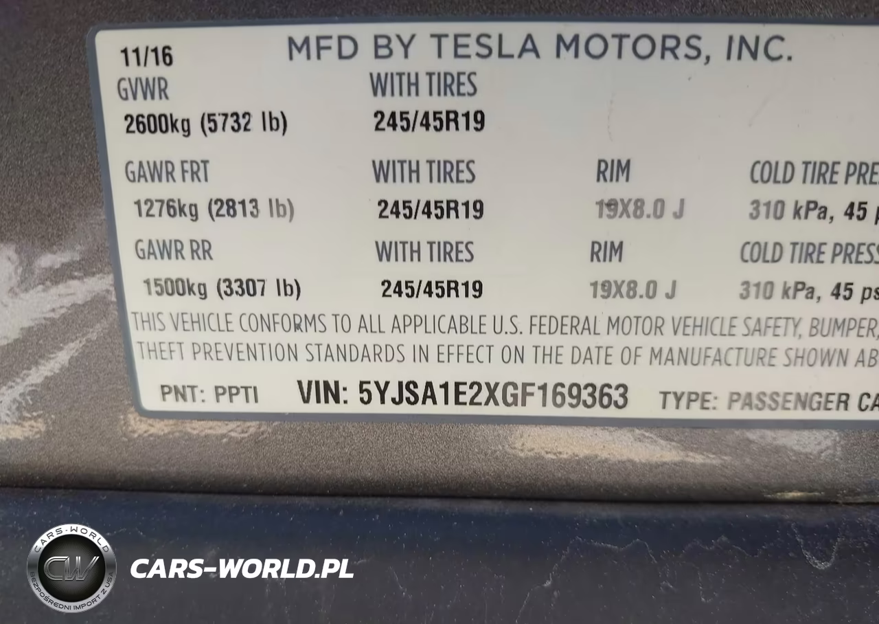 2016 Tesla Model S 60D-70D-75D-85D-90D VIN:5YJSA1E2XGF169363 - 9