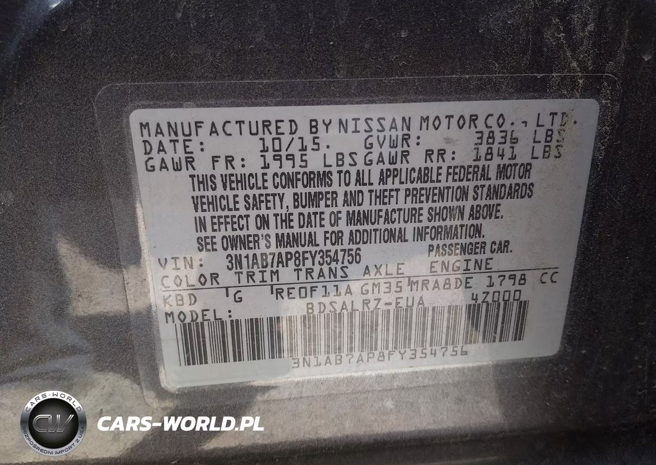 2015 Nissan Sentra Sr VIN:3N1AB7AP8FY354756 - 9