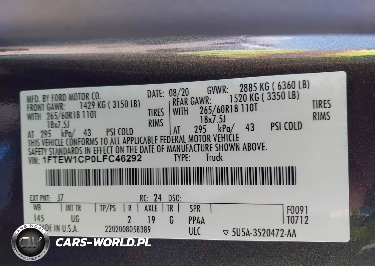 2020 Ford F-150 Xlt VIN:1FTEW1CP0LFC46292 - 9