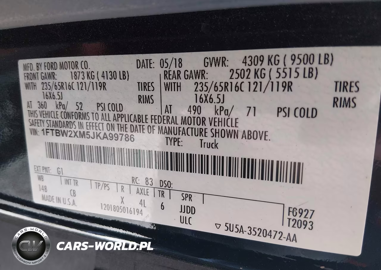 2018 Ford Transit-350 VIN:1FTBW2XM5JKA99786 - 9