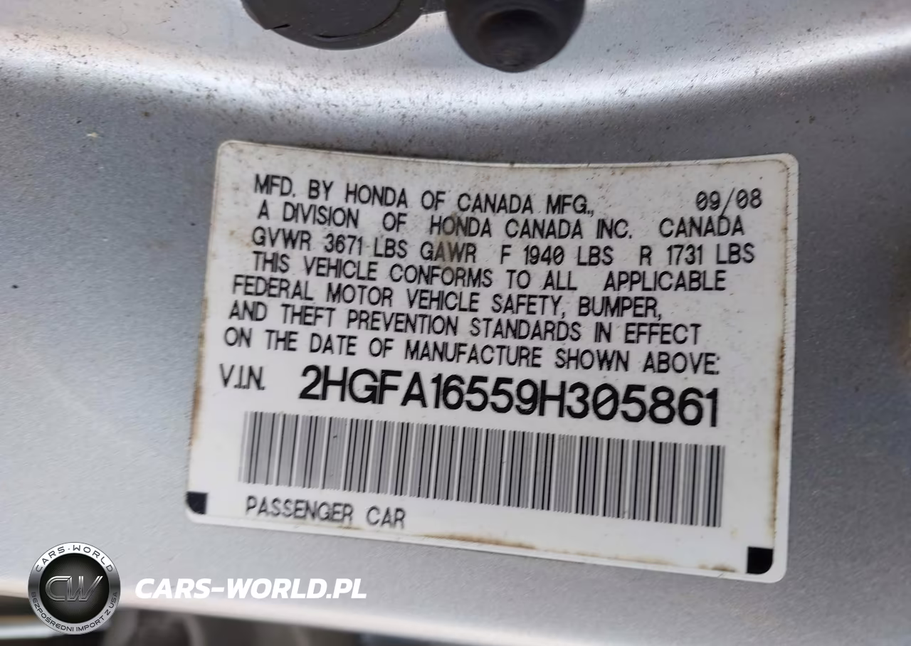 2009 Honda Civic Lx VIN:2HGFA16559H305861 - 9