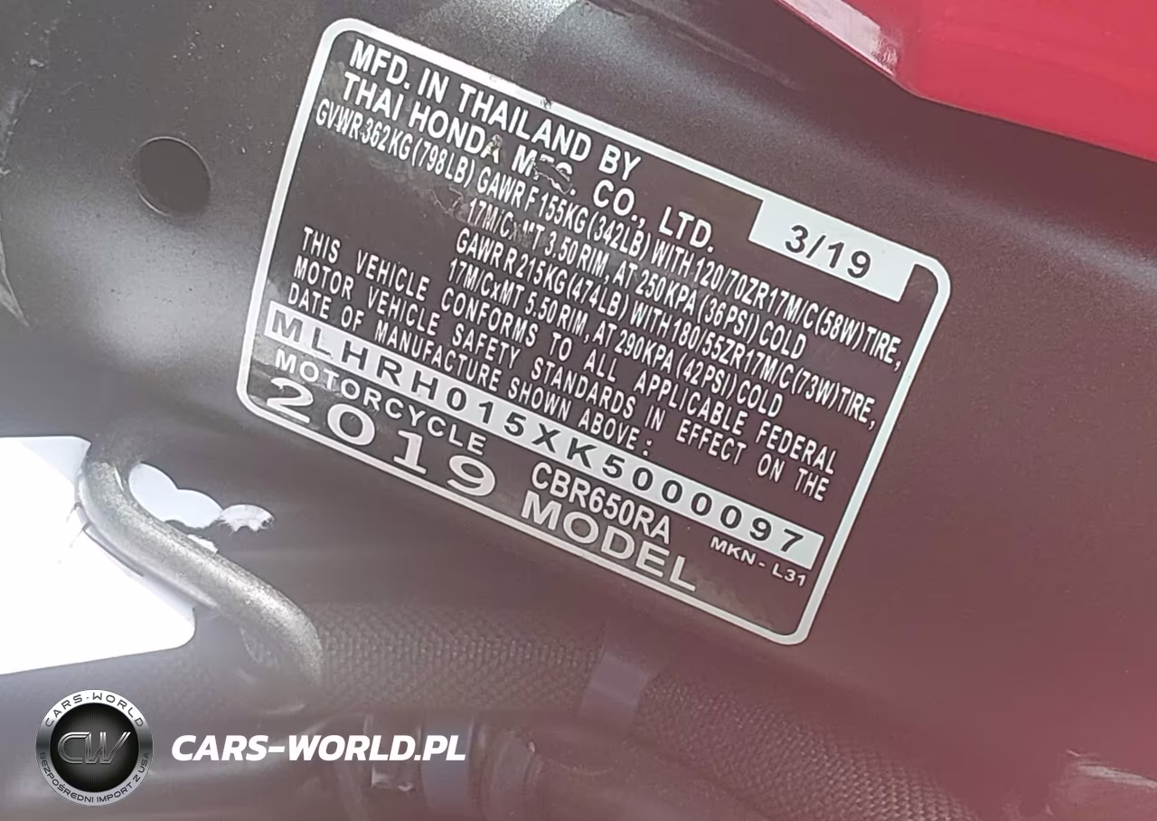 2019 Honda Cbr650 Ra VIN:MLHRH015XK5000097 - 10