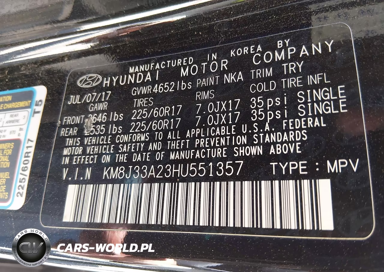 2017 Hyundai Tucson Eco VIN:KM8J33A23HU551357 - 9