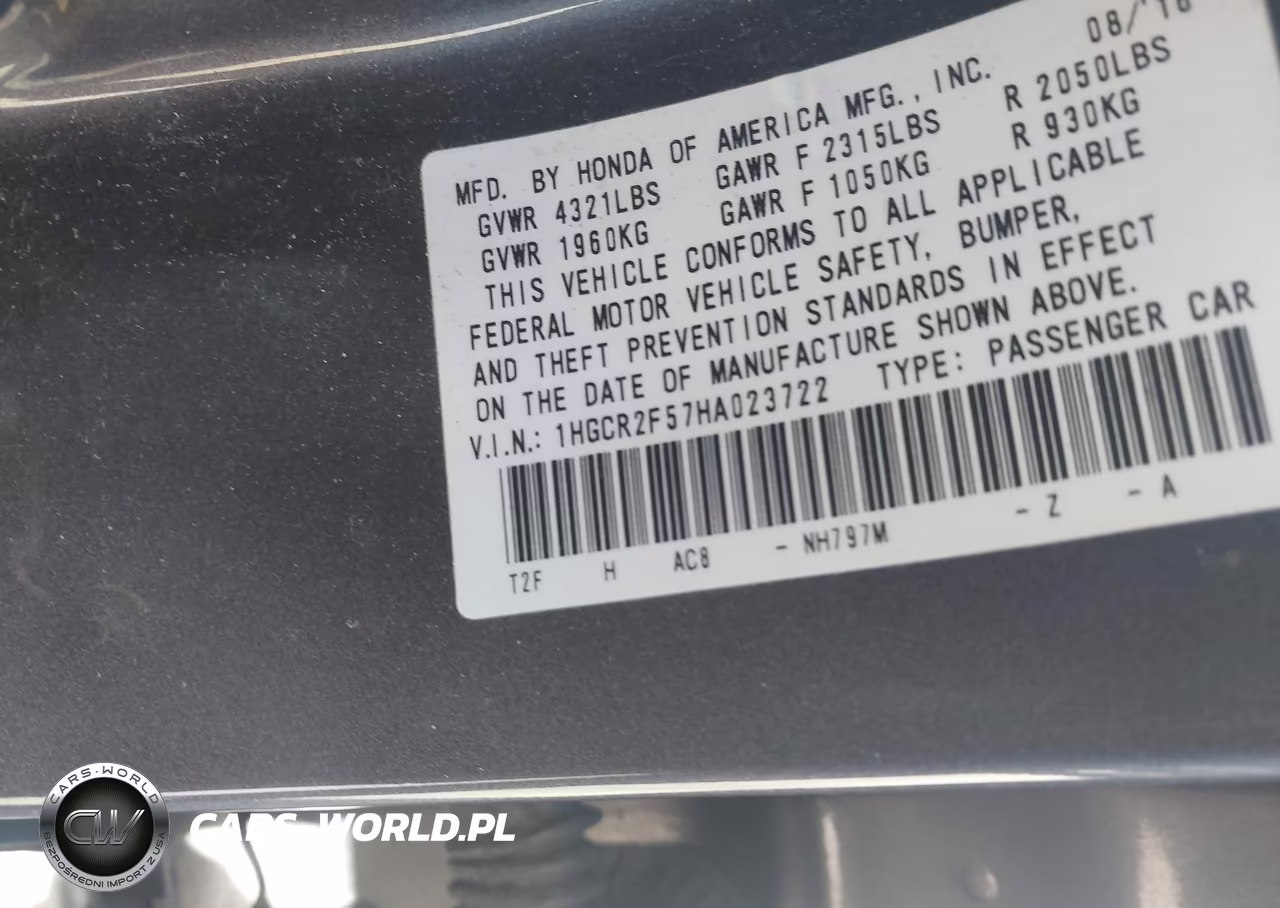 2017 Honda Accord Sport VIN:1HGCR2F57HA023722 - 9