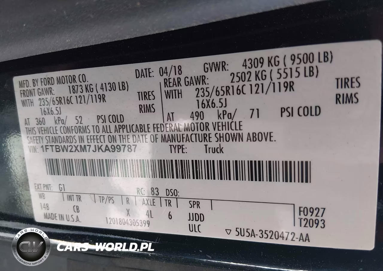 2018 Ford Transit-350 VIN:1FTBW2XM7JKA99787 - 9