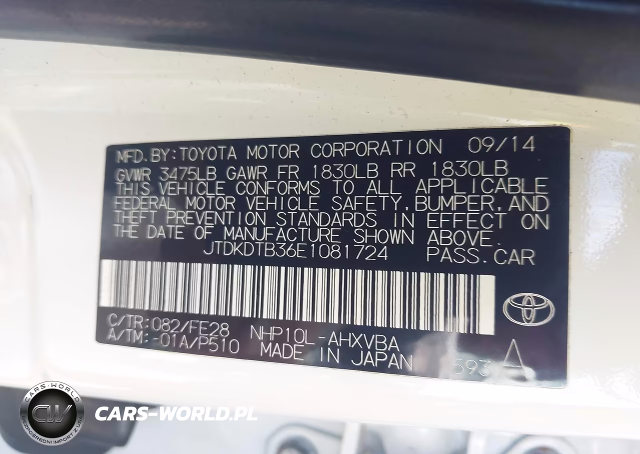 2014 Toyota Prius C VIN:JTDKDTB36E1081724 - 9