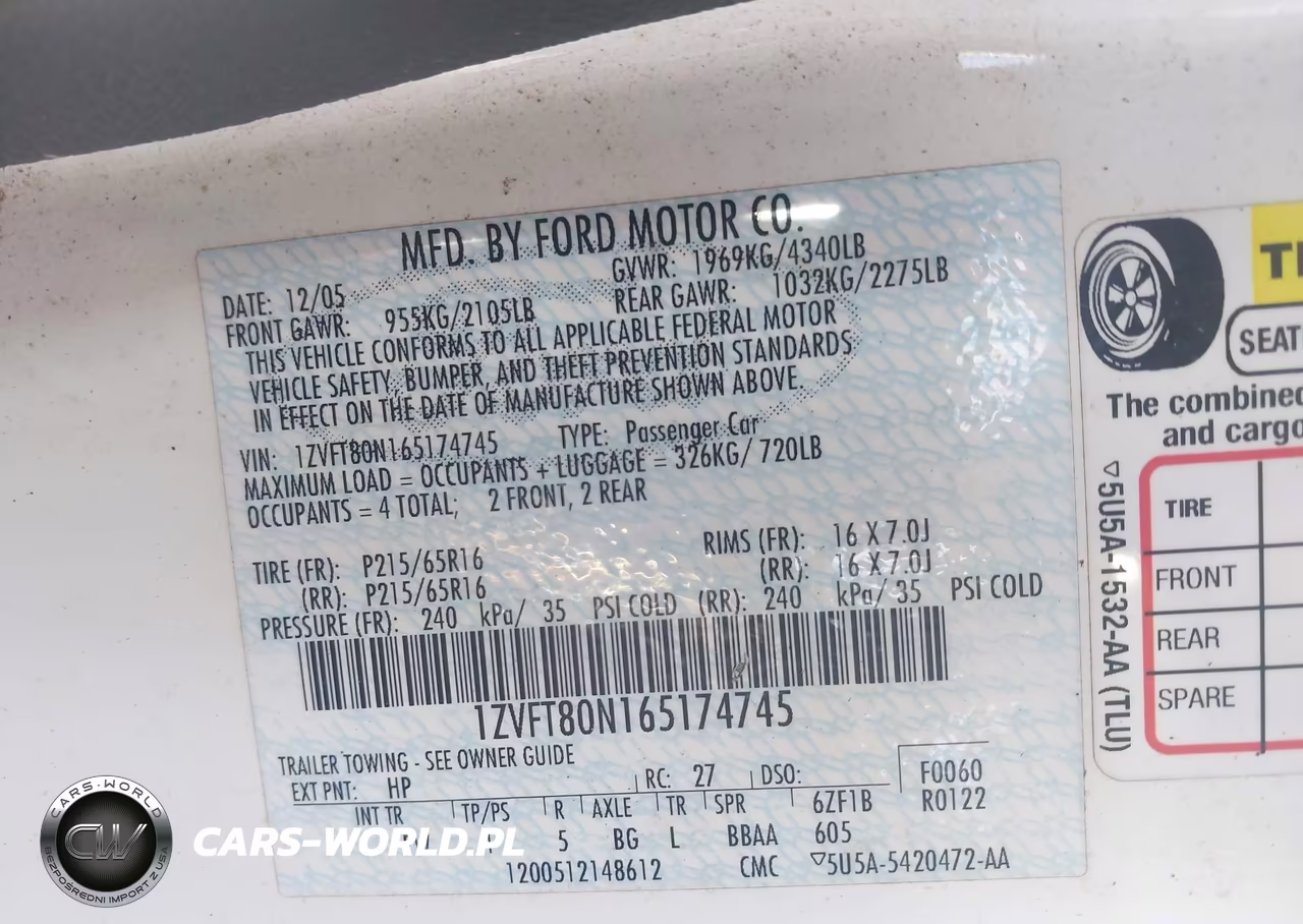 2006 Ford Mustang V6 VIN:1ZVFT80N165174745 - 9