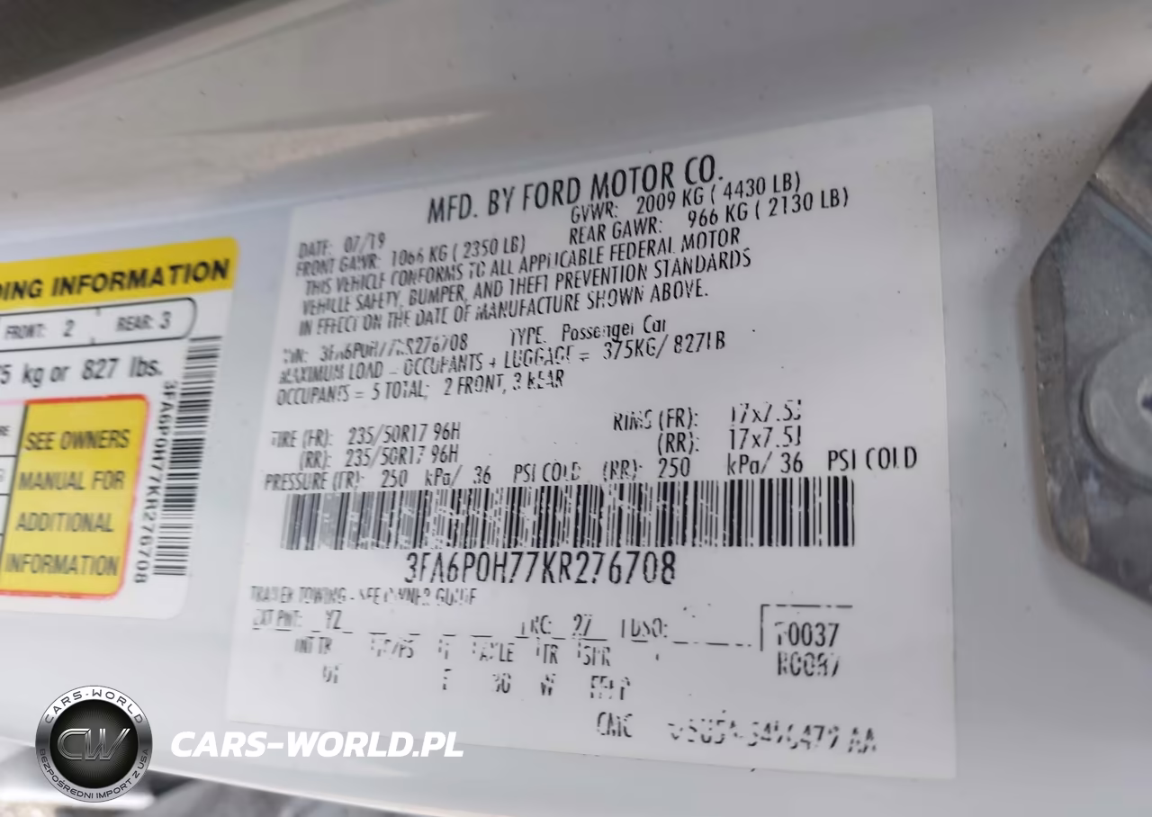 2019 Ford Fusion Se VIN:3FA6P0H77KR276708 - 9