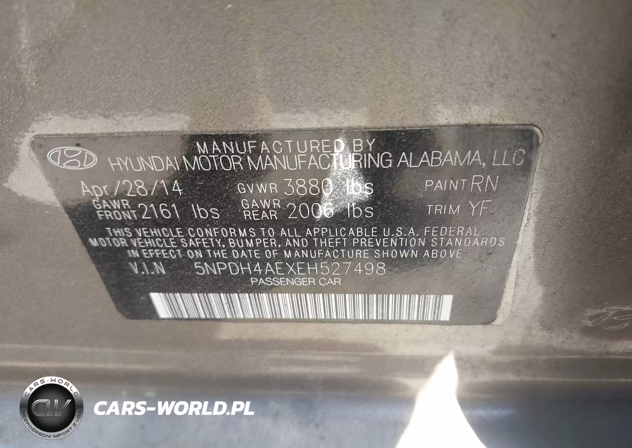 2014 Hyundai Elantra Se VIN:5NPDH4AEXEH527498 - 9