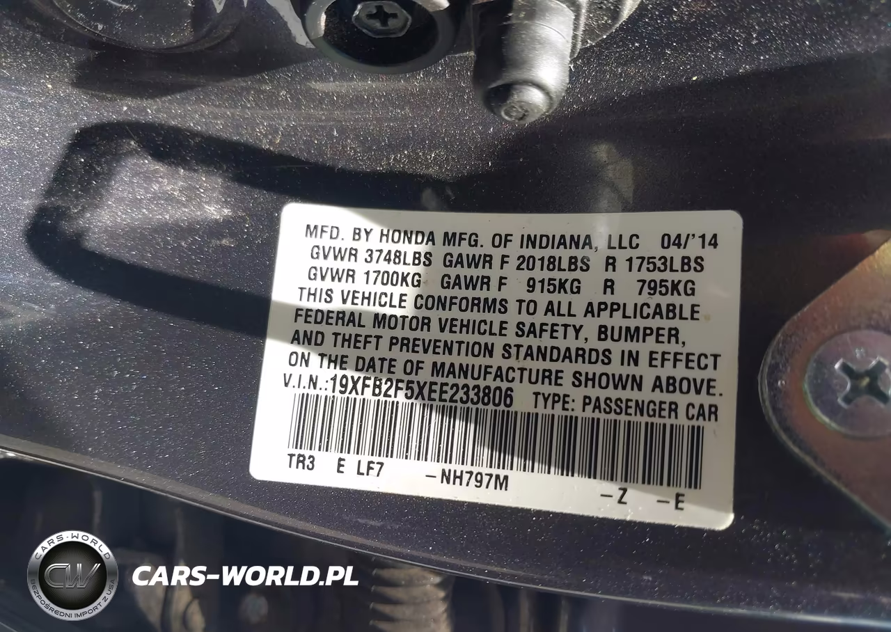 2014 Honda Civic Lx VIN:19XFB2F5XEE233806 - 9