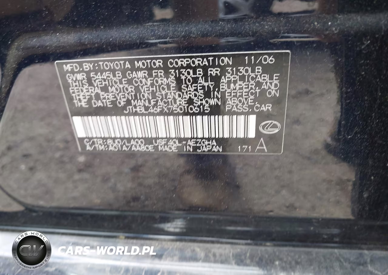 2007 Lexus Ls 460 VIN:JTHBL46FX75010615 - 9