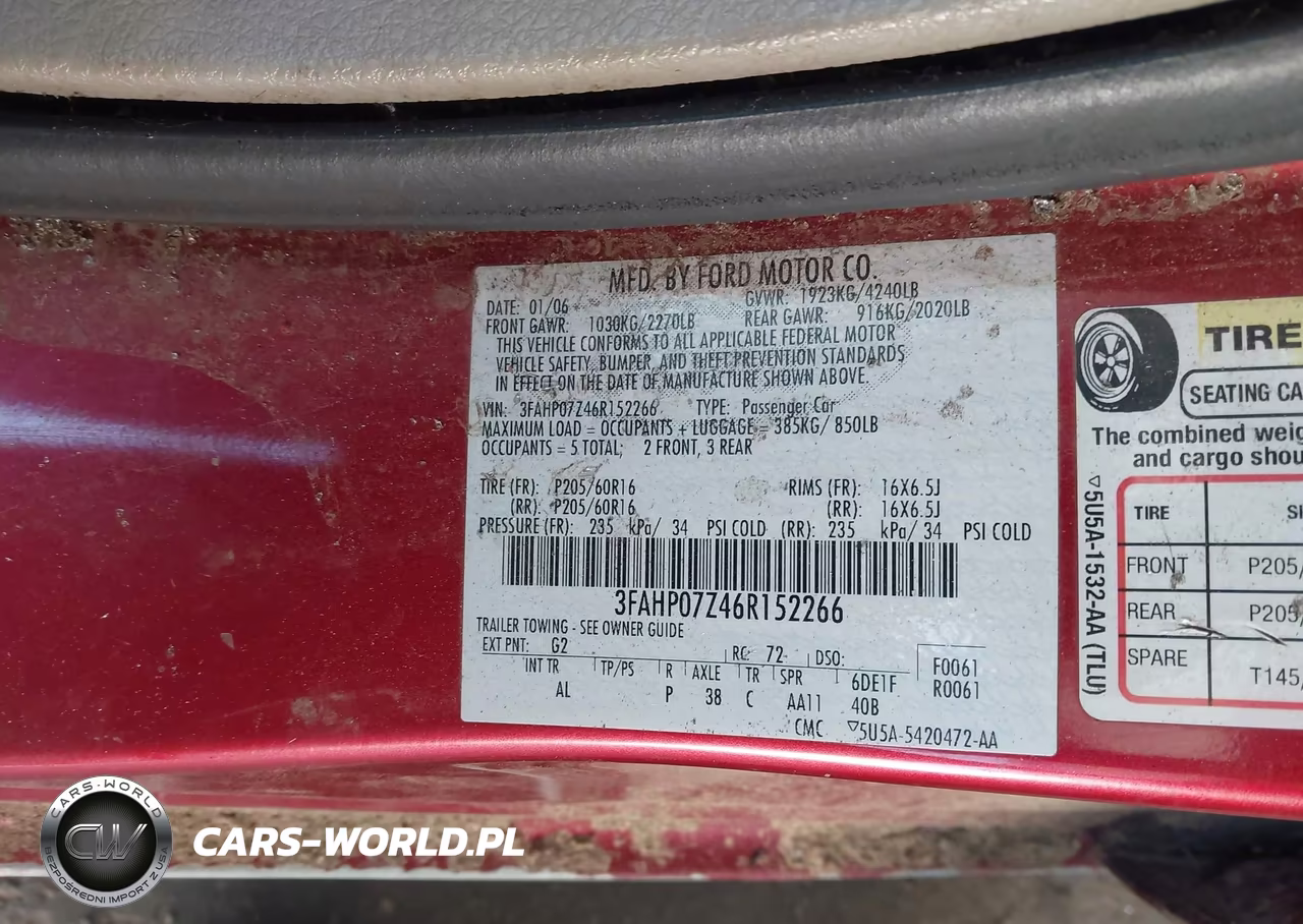 2006 Ford Fusion Se VIN:3FAHP07Z46R152266 - 9