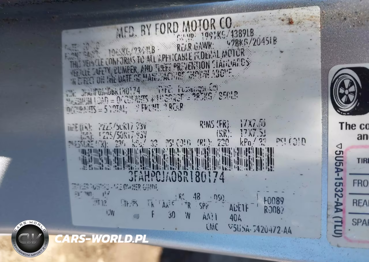 2011 Ford Fusion Sel VIN:3FAHP0JA0BR180174 - 9