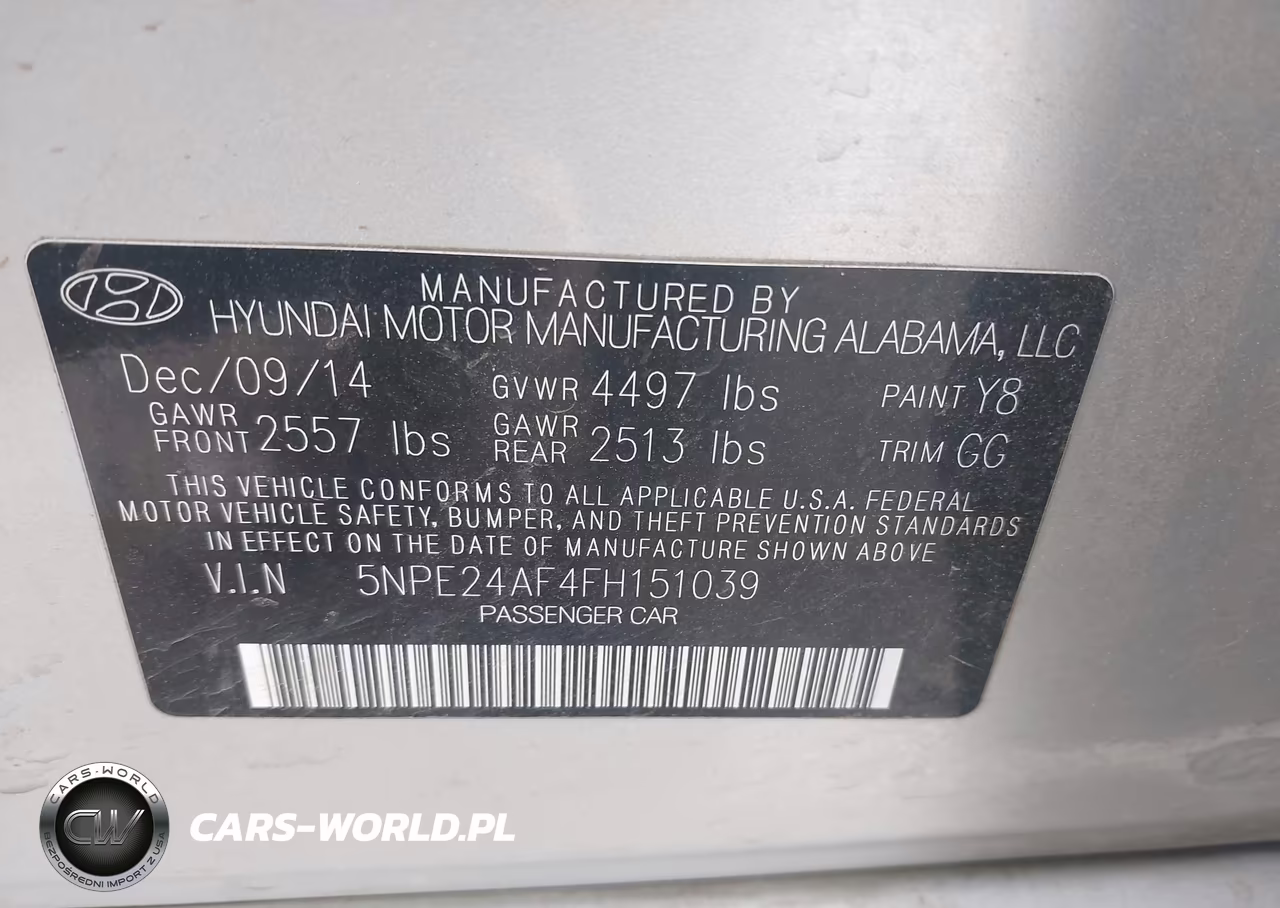 2015 Hyundai Sonata Se VIN:5NPE24AF4FH151039 - 9