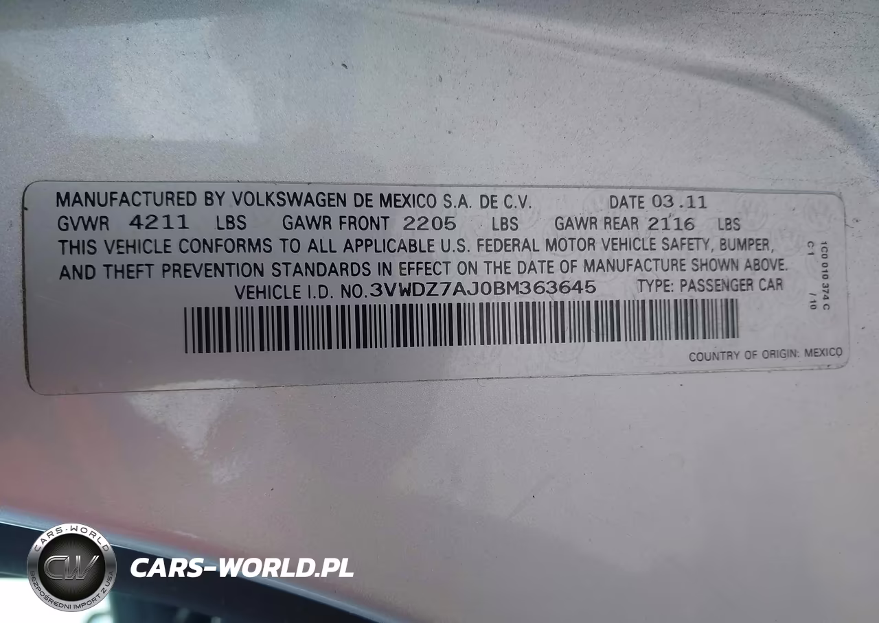 2011 Volkswagen Jetta 2.5L Se VIN:3VWDZ7AJ0BM363645 - 9