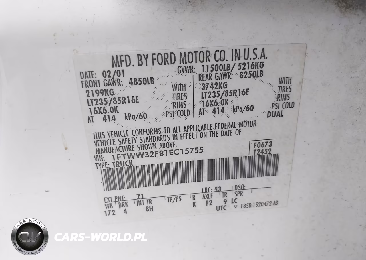 2001 Ford F-350 Lariat-Xl-Xlt VIN:1FTWW32F81EC15755 - 8
