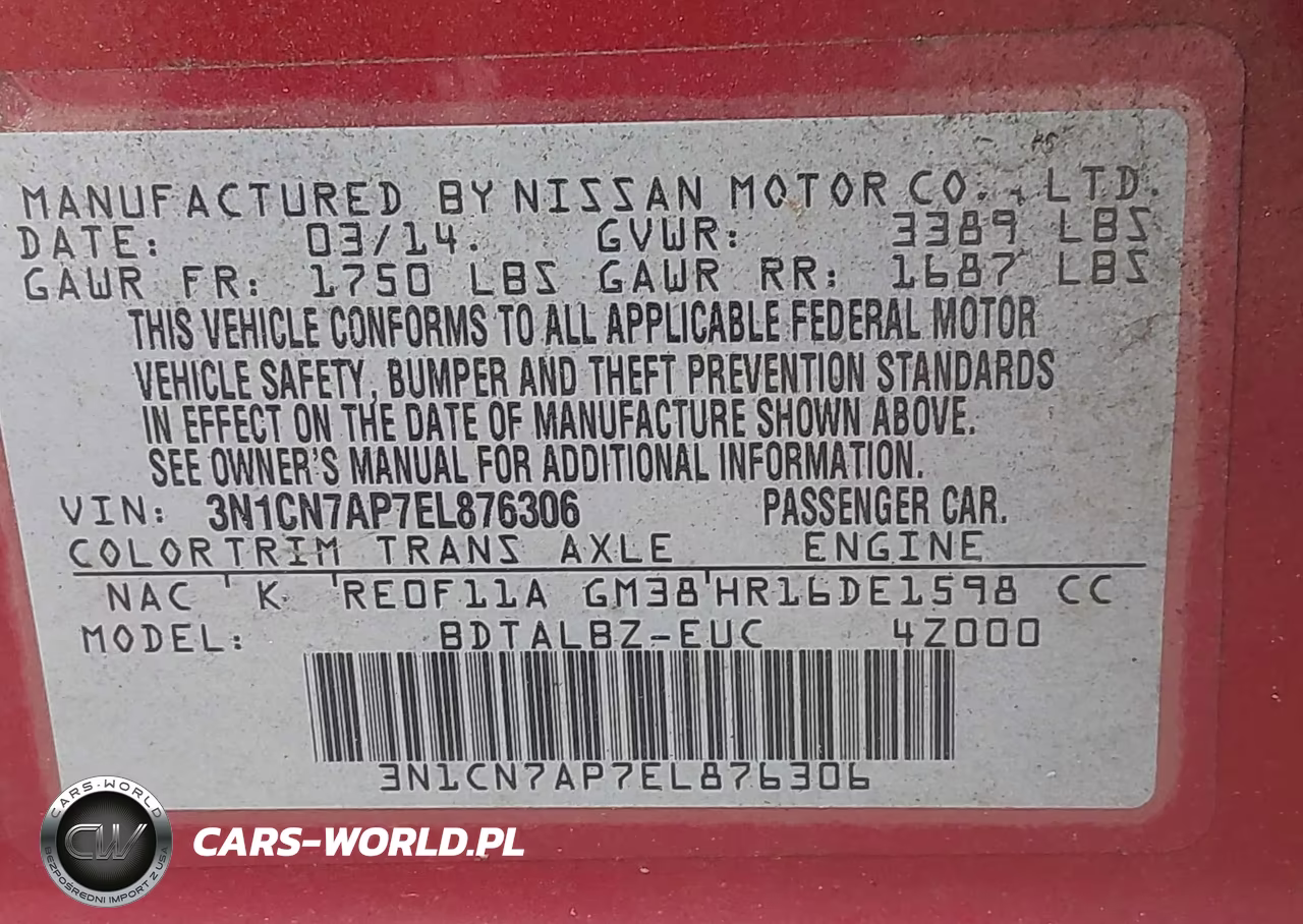 2014 Nissan Versa 1.6 Sv VIN:3N1CN7AP7EL876306 - 9