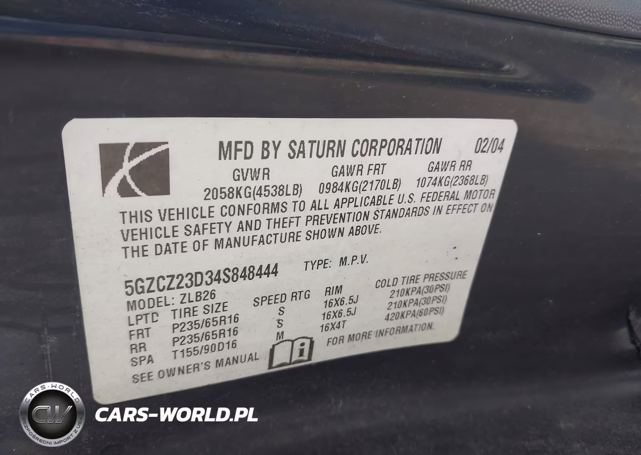 2004 Saturn Vue 4 Cyl VIN:5GZCZ23D34S848444 - 9