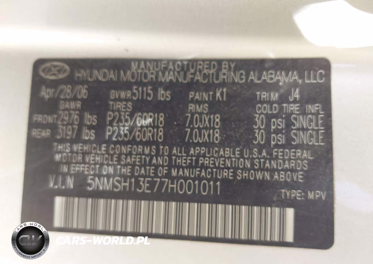 2007 Hyundai Santa Fe Limited-Se VIN:5NMSH13E77H001011 - 9