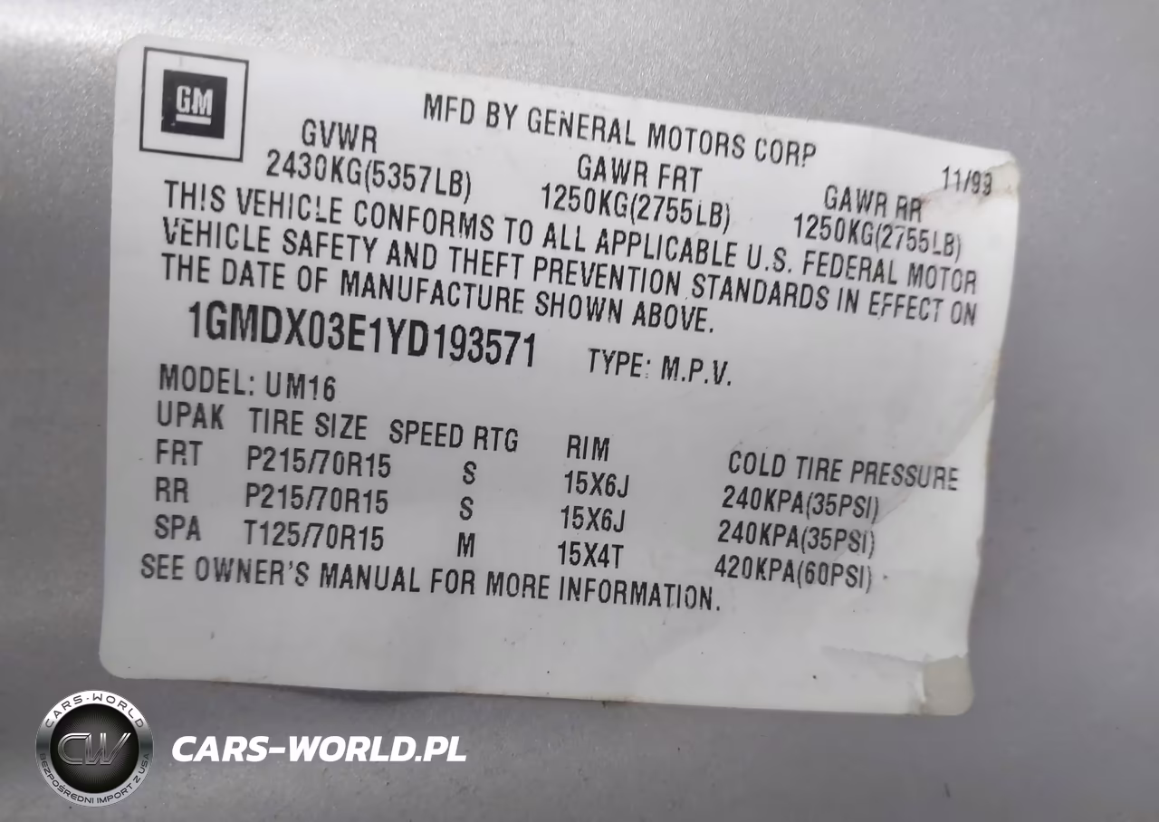 2000 Pontiac Montana M16 VIN:1GMDX03E1YD193571 - 9