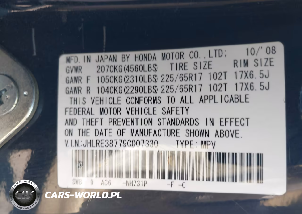 2009 Honda Cr-V Ex-L VIN:JHLRE38779C007330 - 9