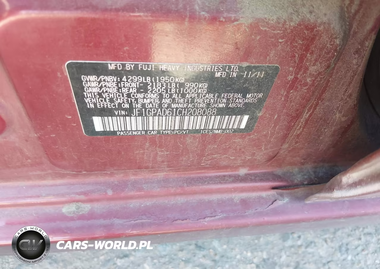 2012 Subaru Impreza 2.0I Premium VIN:JF1GPAD61CH208088 - 9