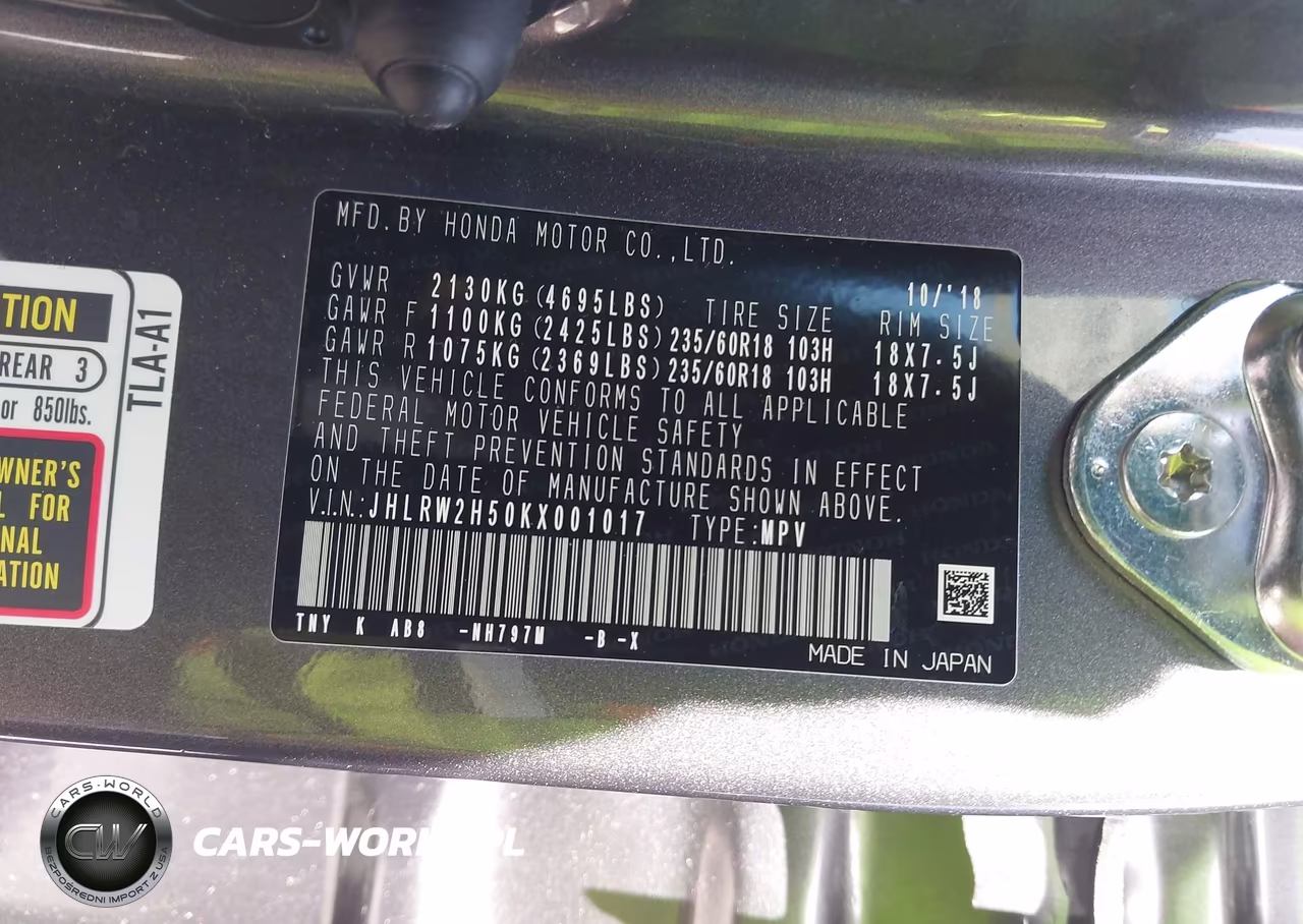 2019 Honda Cr-V Ex VIN:JHLRW2H50KX001017 - 9