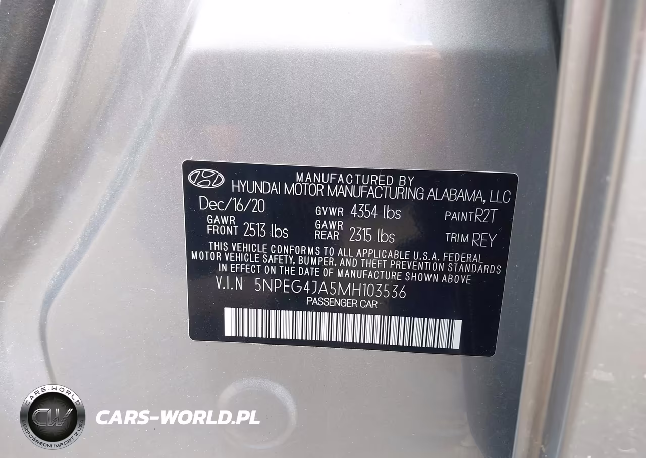 2021 Hyundai Sonata Se VIN:5NPEG4JA5MH103536 - 9