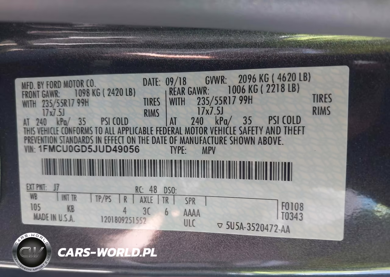 2018 Ford Escape Se VIN:1FMCU0GD5JUD49056 - 9