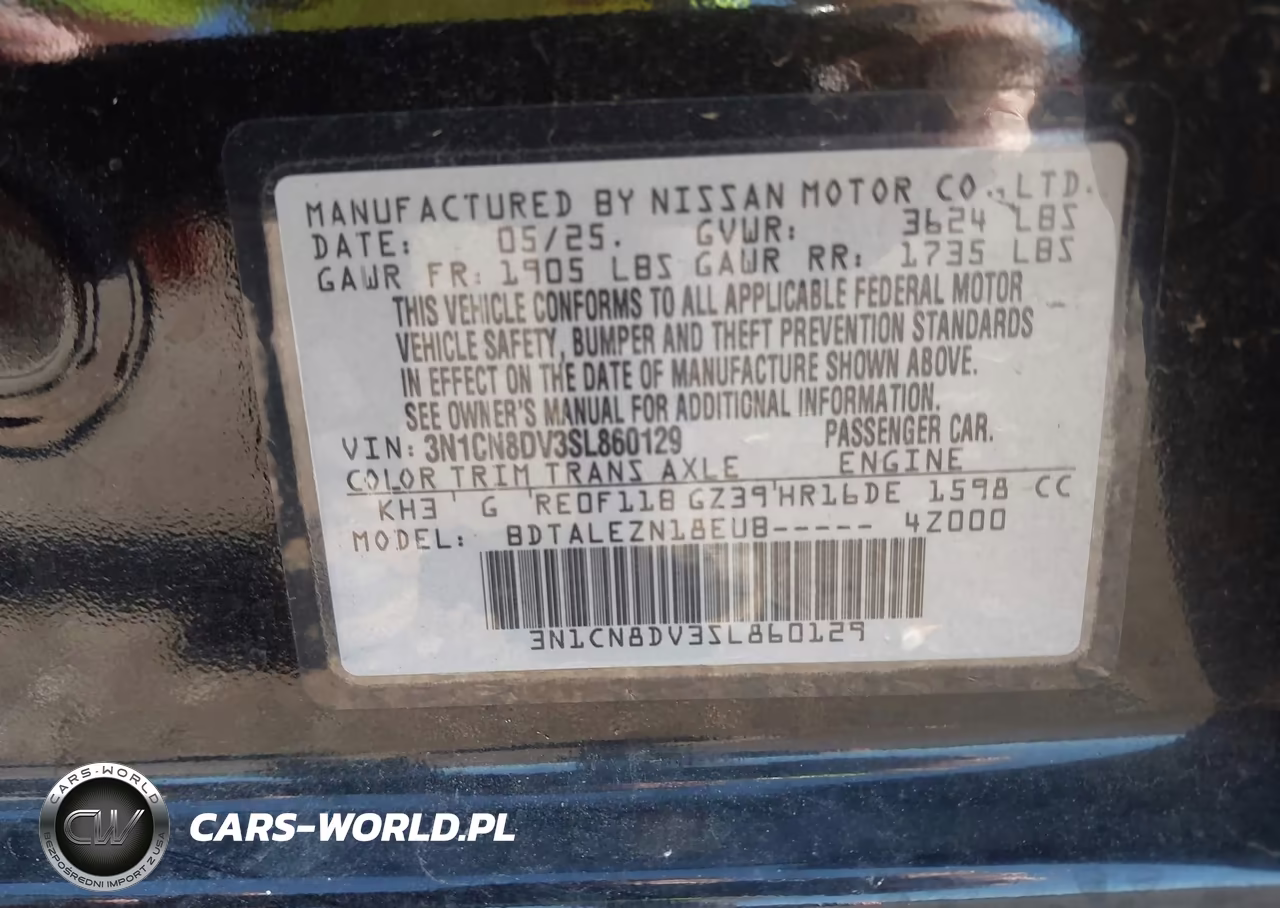 2025 Nissan Versa 1.6 S VIN:3N1CN8DV3SL860129 - 9