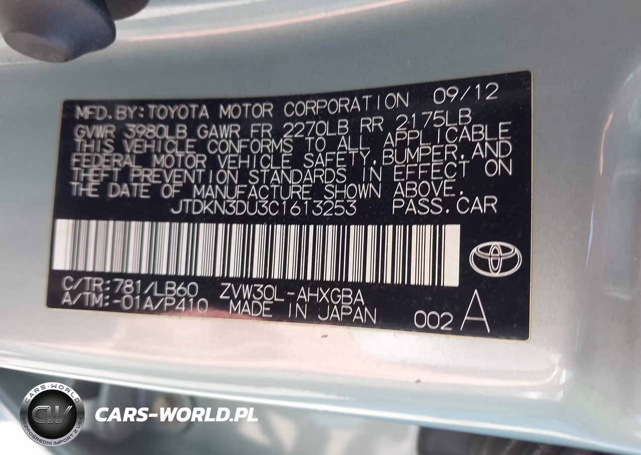 2012 Toyota Prius Five VIN:JTDKN3DU3C1613253 - 9