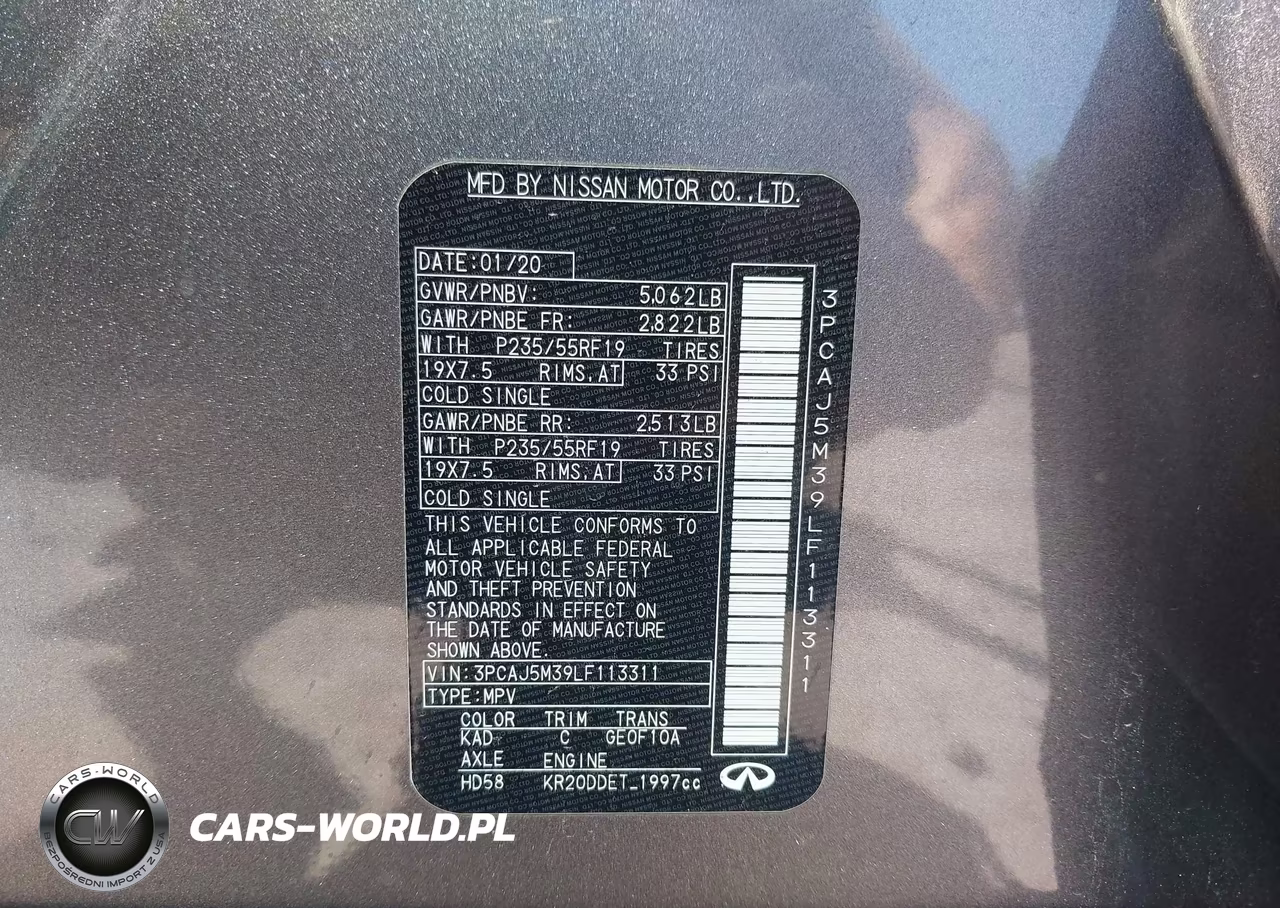2020 Infiniti Qx50 Luxe Awd VIN:3PCAJ5M39LF113311 - 9