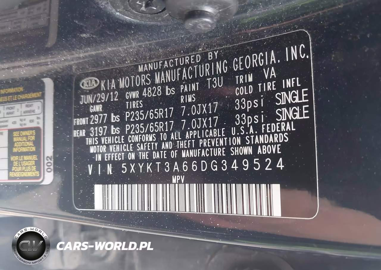 2013 Kia Sorento Lx VIN:5XYKT3A66DG349524 - 9