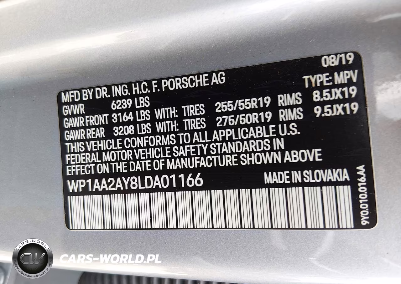 2020 Porsche Cayenne VIN:WP1AA2AY8LDA01166 - 9