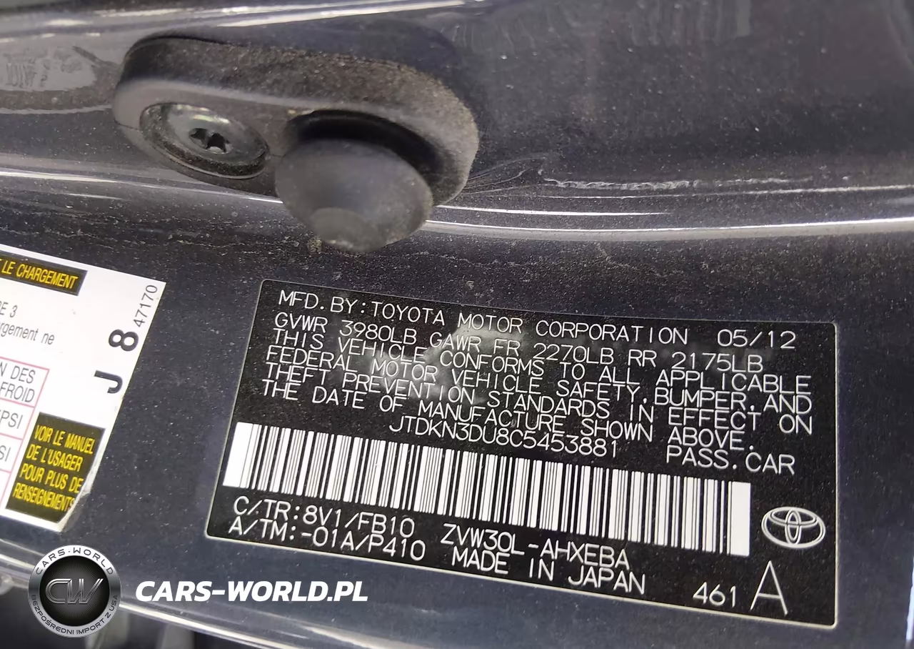 2012 Toyota Prius Two VIN:JTDKN3DU8C5453881 - 9