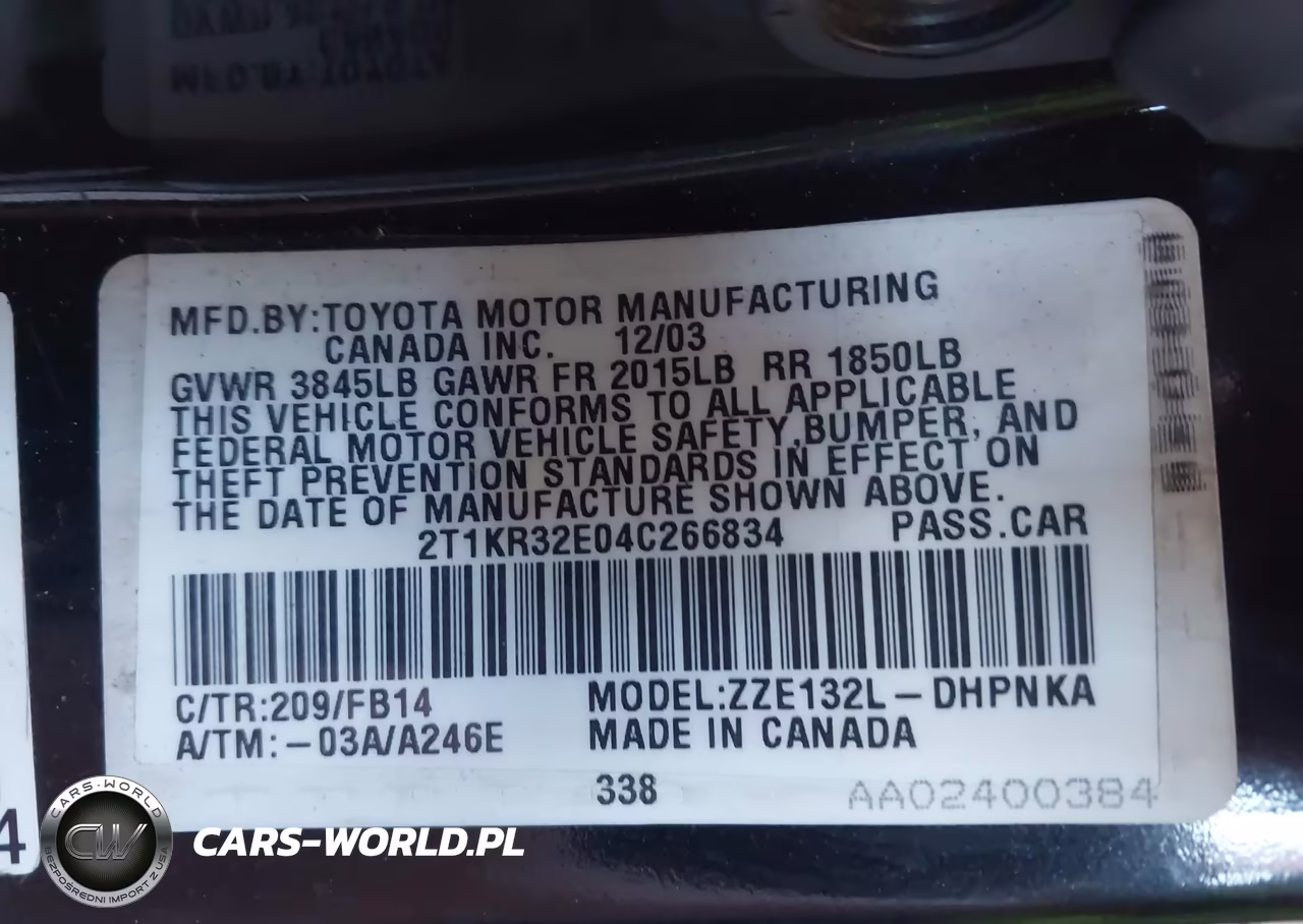 2004 Toyota Matrix Xr VIN:2T1KR32E04C266834 - 9