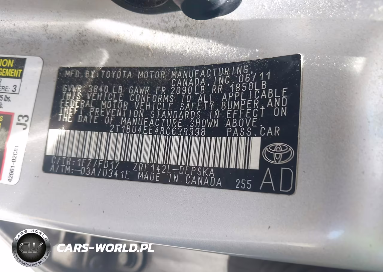 2011 Toyota Corolla S VIN:2T1BU4EE4BC639998 - 9