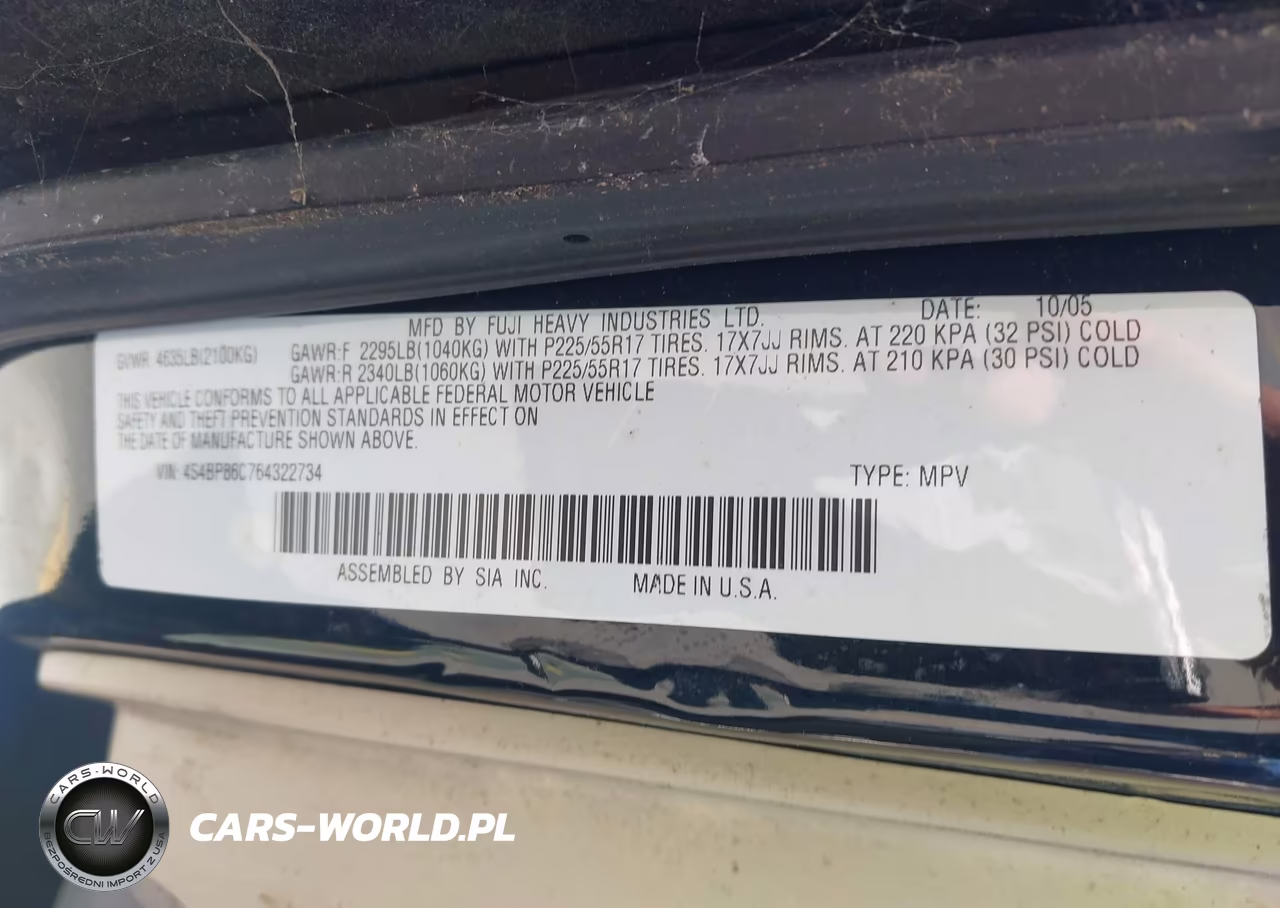 2006 Subaru Outback 3.0R L.l. Bean Edition VIN:4S4BP86C764322734 - 9