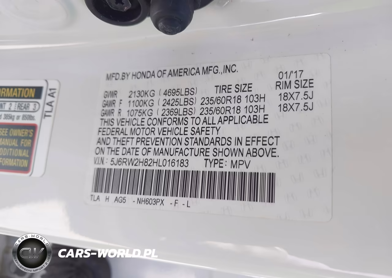 2017 Honda Cr-V Ex-L-Ex-L Navi VIN:5J6RW2H82HL016183 - 9