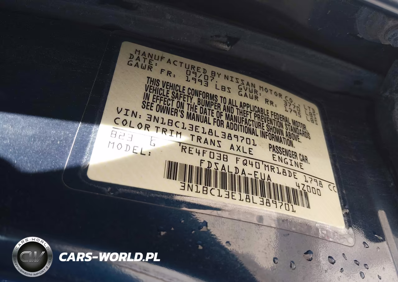 2008 Nissan Versa 1.8 S VIN:3N1BC13E18L389701 - 9