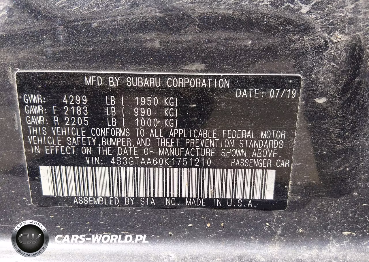 2019 Subaru Impreza 2.0I VIN:4S3GTAA60K1751210 - 9