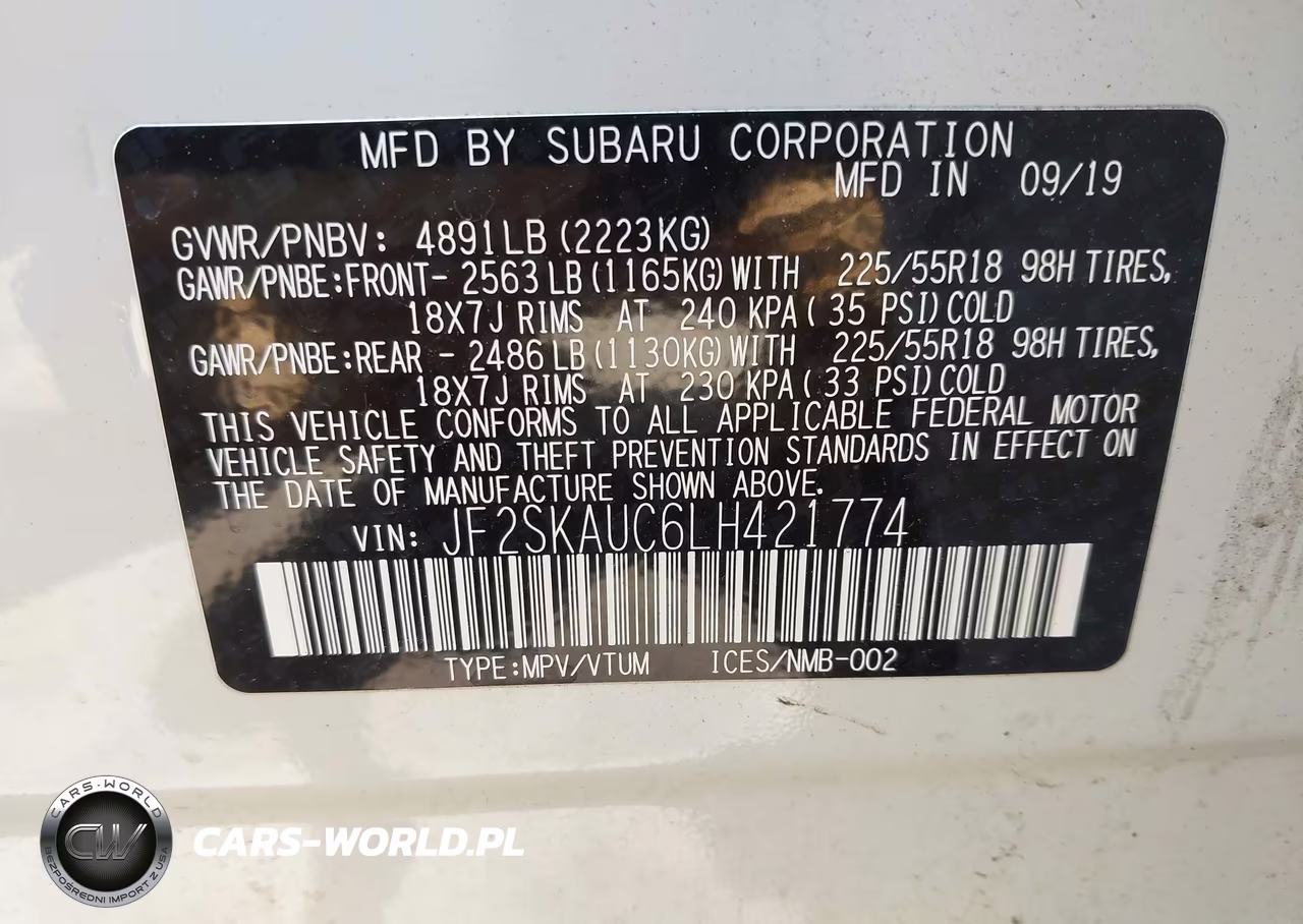 2020 Subaru Forester Limited VIN:JF2SKAUC6LH421774 - 9