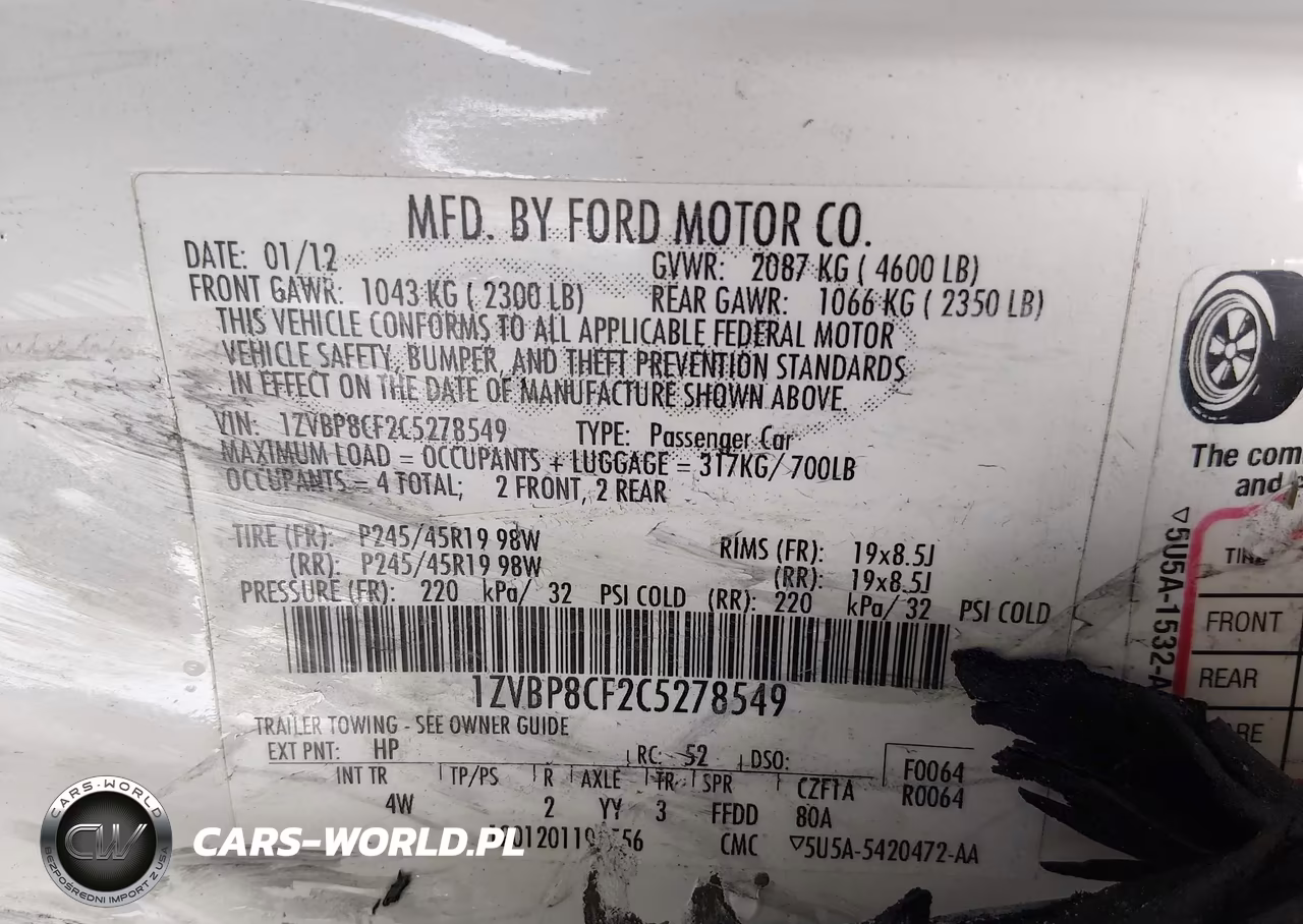 2012 Ford Mustang Gt Premium VIN:1ZVBP8CF2C5278549 - 9