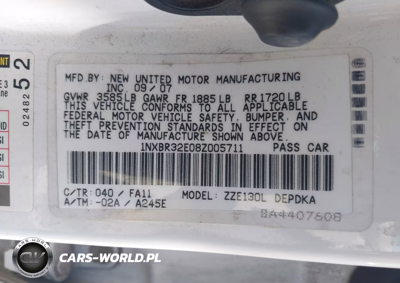 2008 Toyota Corolla Ce VIN:1NXBR32E08Z005711 - 9