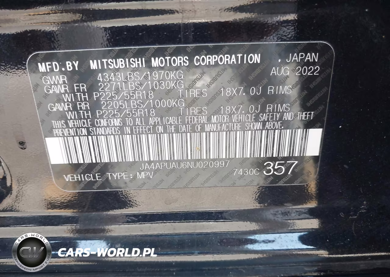 2022 Mitsubishi Outlander Sport 2.0 Be 2Wd-2.0 Es 2Wd-2.0 Le 2Wd-2.0 S 2Wd VIN:JA4APUAU6NU020997 - 8
