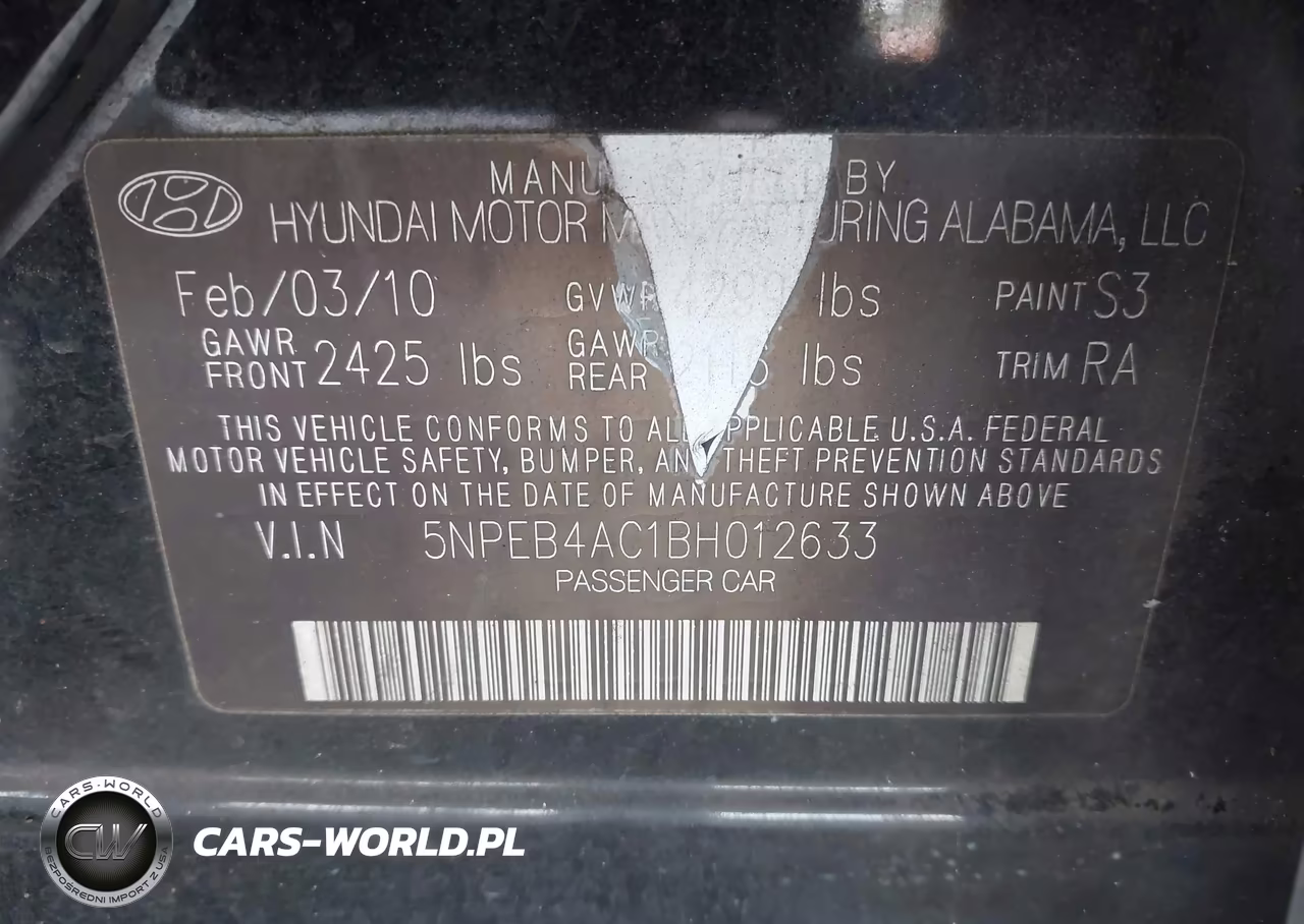 2011 Hyundai Sonata Gls VIN:5NPEB4AC1BH012633 - 9